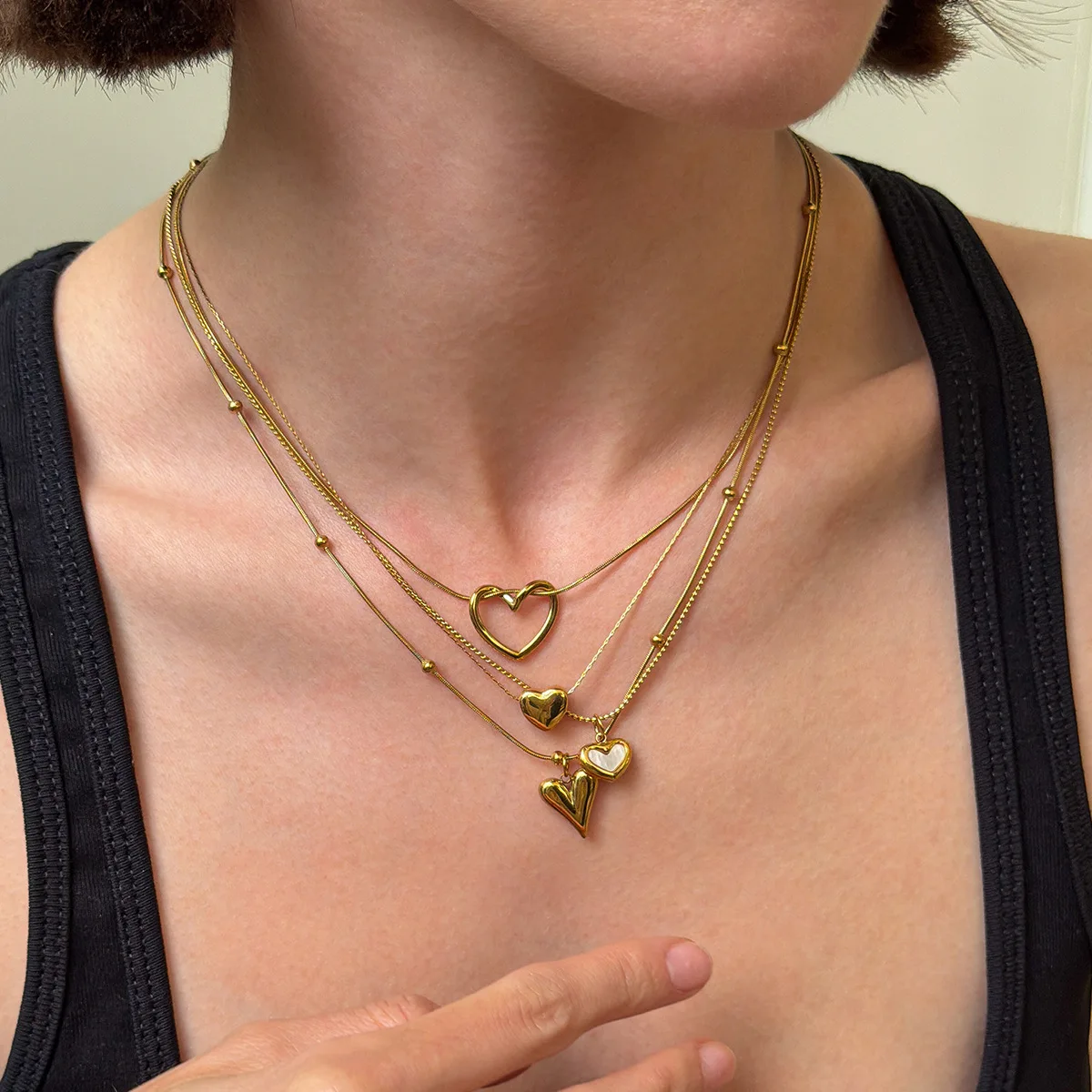 Accessories, Vacuum Plated 18K Gold Love Pendant Necklace 304 Stainless Steel Commuter Versatile Items