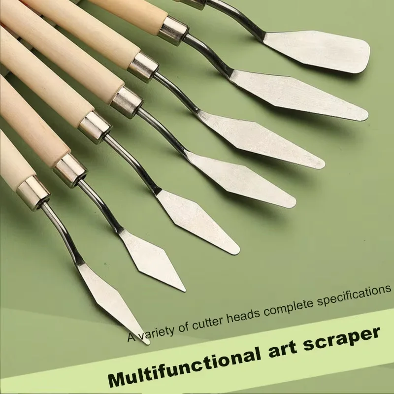 7Pcs Edelstahl Malerei Messer Gouache Palette Kits Ölgemälde Liefert Feine Kunst Messer Malerei Werkzeuge Set Flexible Klinge