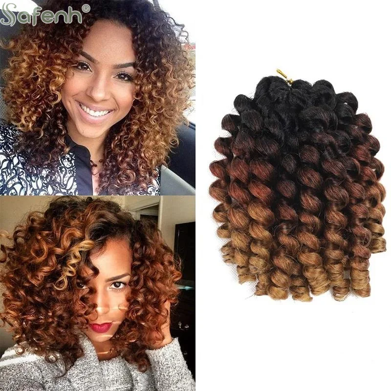

8 Inch Curly Jumpy Wand Crochet Hair Jamaican Bounce Crochet Hair Braids Hair Extension Bounce Crochet Synthetic Hair For Women