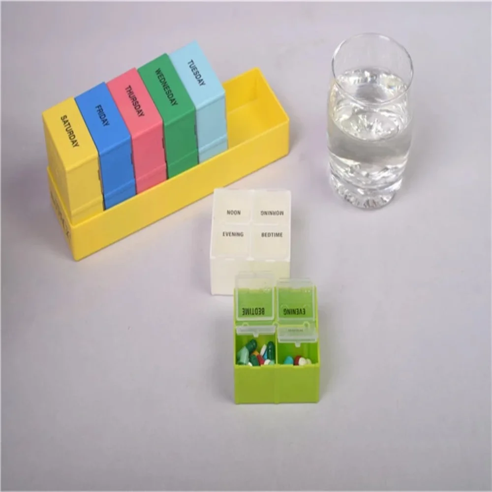 New Hot Weekly Premium Portable Travel 4Times A Day 28 Grids Pill Box Container Cases Organizer Storage for Vitamin Fish Oils