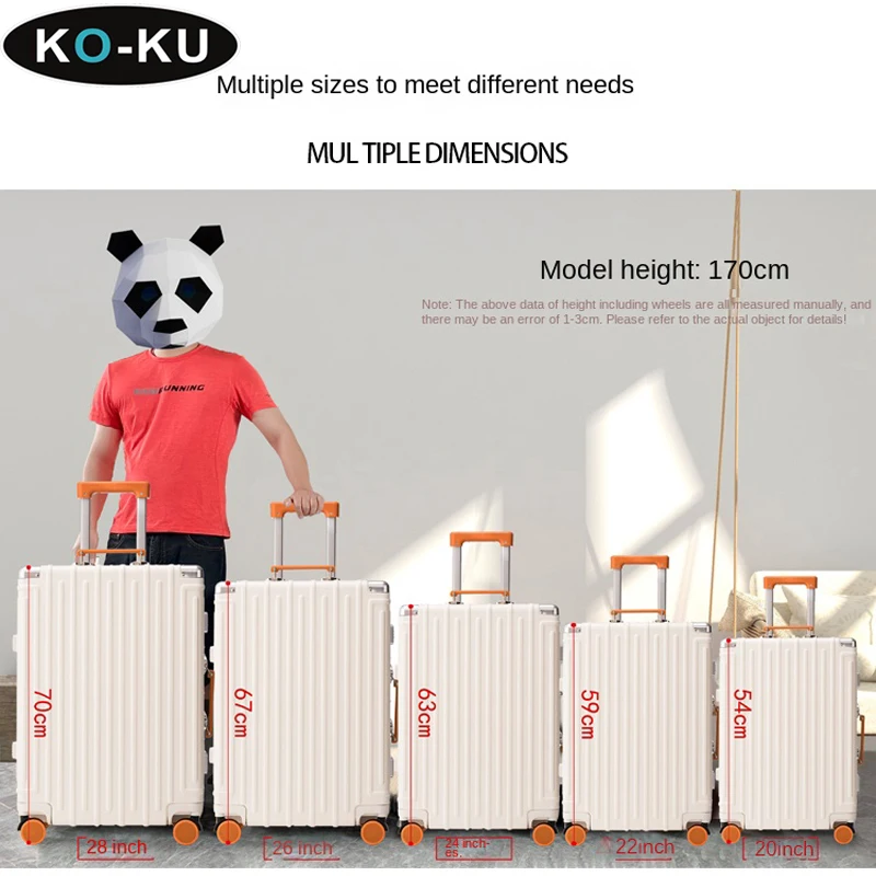 KO-KU New Multifunctional  Aluminium Frame Suitcase 28인치 여행용 캐리어 Lightweight 20‘’ Cabin Trolley Box with Spinner Wheels 24 26‘’