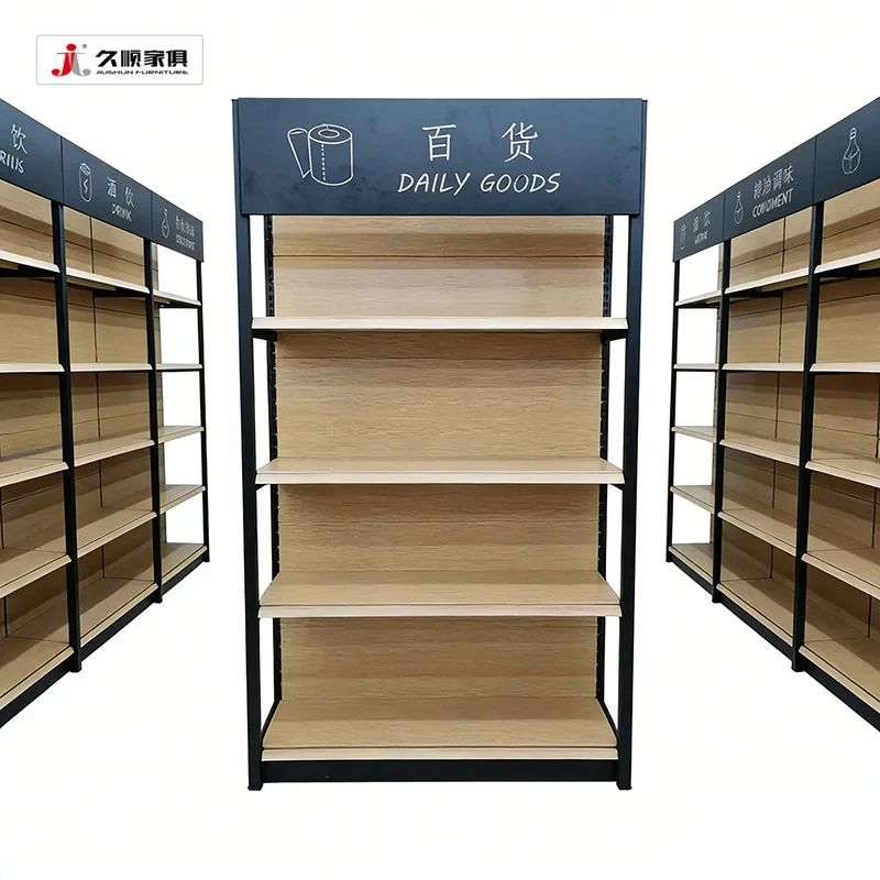 custom.China Durable Metallic Wood Supermarket Shelf Equipment Display-friendly with CE and ISO