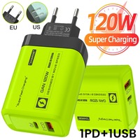 120W Fast Charger USB Type C PD Cellphones Chargers Fast Charging Quick Charge Adapter for iPhone 15 14 Samsung Xiaomi Huawei