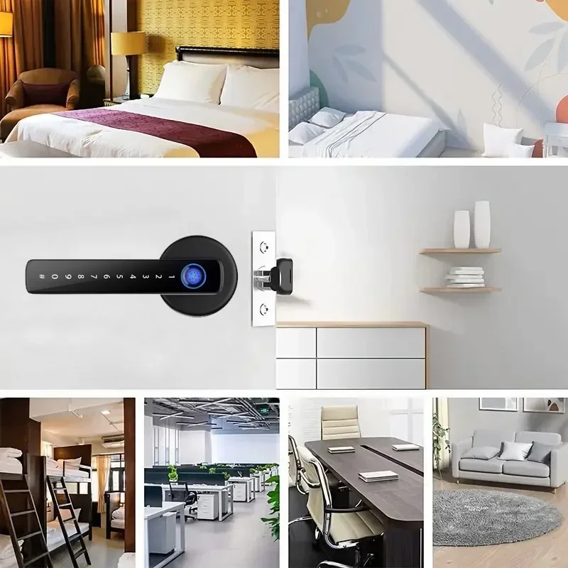 مقبض قفل الباب الذكي مع بطاقة مفتاح بصمة الإصبع قفل الباب الرقمي لوحة المفاتيح مفتاح الدخول قفل إلكتروني