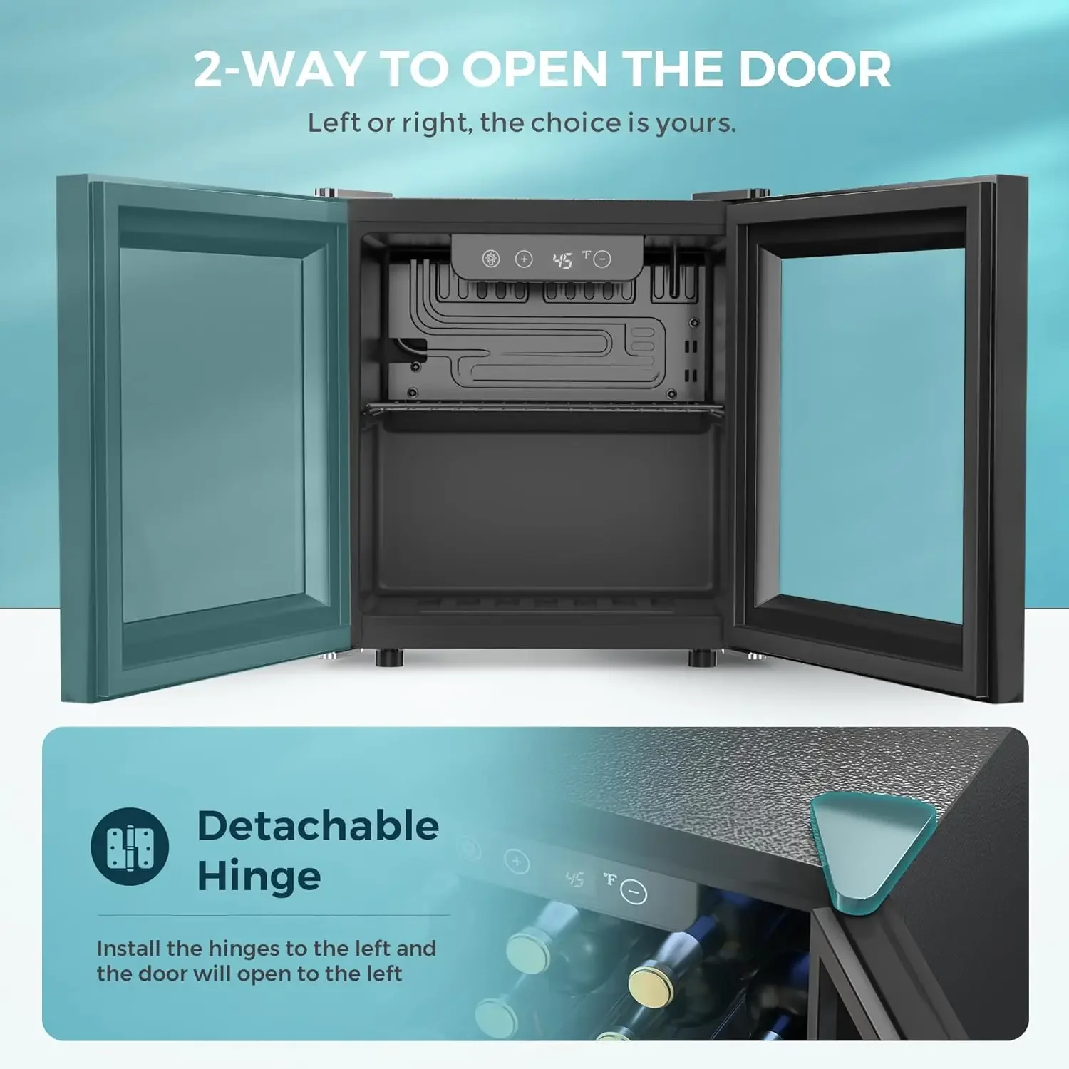 48 Can Beverage Refrigerator cooler-Mini Fridge Glass Door for Beer Drinks Wines, Countertop Beverage Fridge with Adjusta