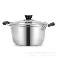 1pcs Stainless Steel Double Bottom Pot Soup Pot Nonmagnetic Cooking Pot Multi-purpose Cookware Non-stick Pan