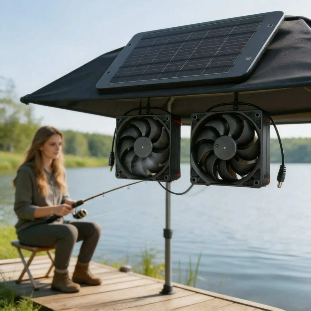 Outdoor Energy Saving Solar Double Fan Ventilation Exhaust Cool Machine 10W 15W Waterproof for Dog House Chicken Coop RV
