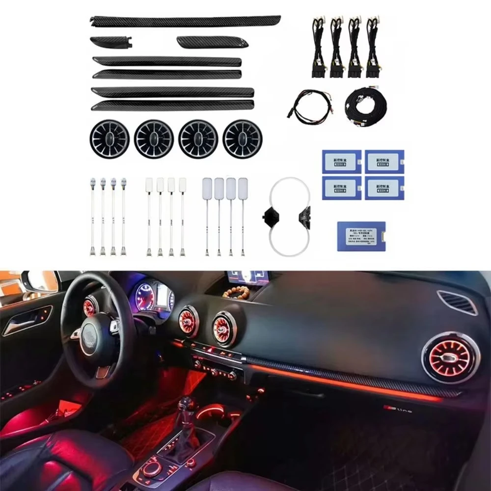21 Colors A3 Ambient Light Carbon Fiber Pattern Luminous Decorative Panel Suitable For 2015-2020 Audi A3