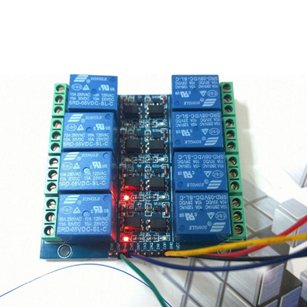 Optocoupler Relé Board, Single-way Low Level Gatilho, Suporte 3.3V, 5V, 8 Way On Board EL817, 3.3V, 5V