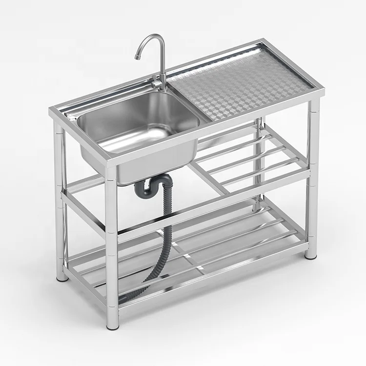 Customized stainless steel commercial sink for outdoor kitchen sink, including drainage device