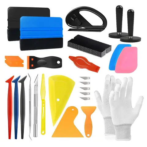 Vinyl Wrap Tool Kit for Car Window Tint Installation Micro Squeegee Corner Scraper Vinyl Cutter Profession Car Wrap Kit 15-45pcs
