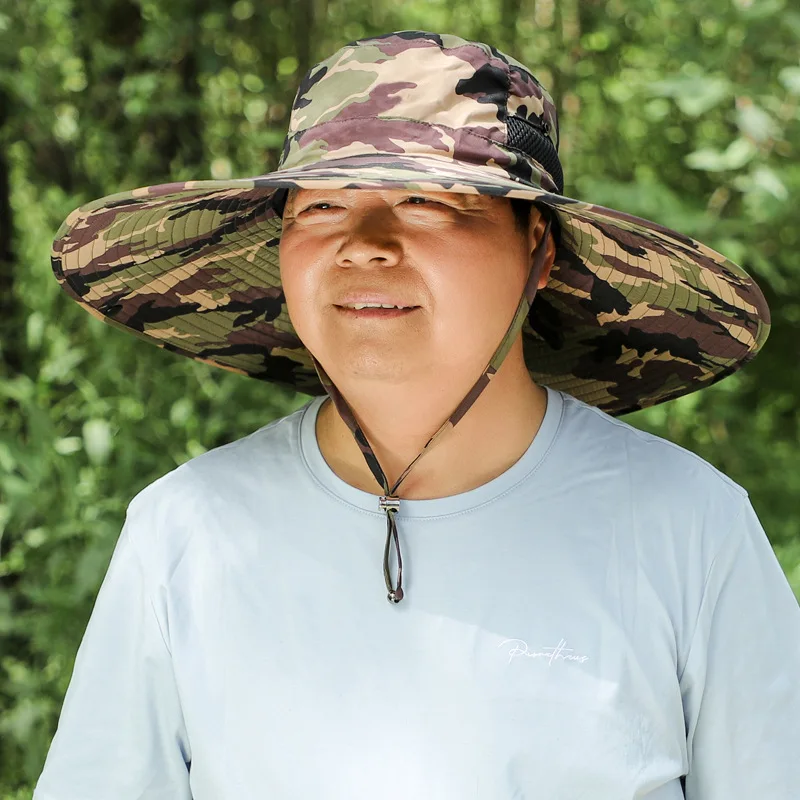 Chapeau de pêcheur à visière pour hommes, grande taille 64cm, Camouflage, Camping, pêche, plein air, été