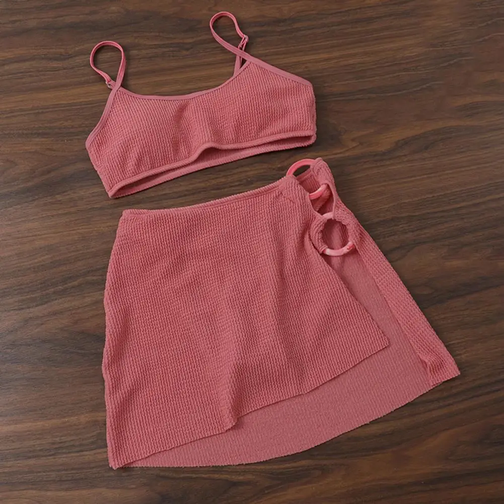 

Two Piece Swimsuit Stylish Women's Bikini Set with Adjustable Straps High Waist Split Skirt Quick Dry Beachwear for Ladies
