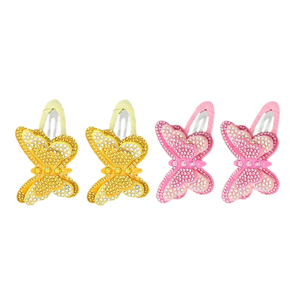 

4Pcs Adorable Butterfly Hair Clips for Girls Rhinestone Design Snap Barrettes Cute Hair Accessories for Kids Hairclips