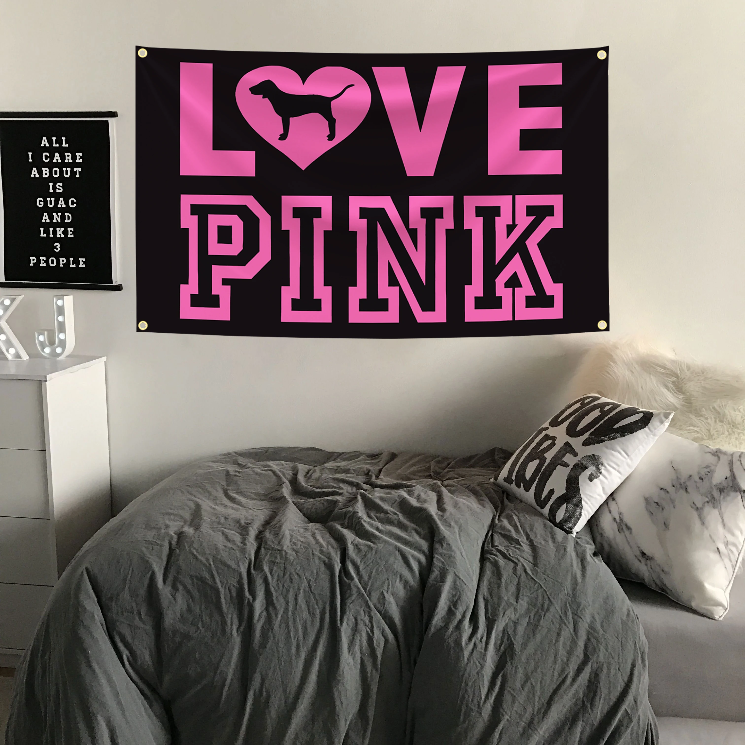 90x150cm LOVE PINK Funny Meme Flag Tapestry Poster Banner For Bar Beer House College Dorm Room Art Tapestry Banner Gift