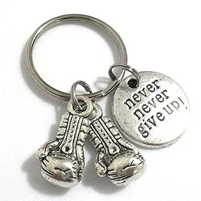 Fashion Accessories Keychain Boxing Gloves Keychain Never Give Up Fitness Creative Keychain Charm Gift Coach Souvenir