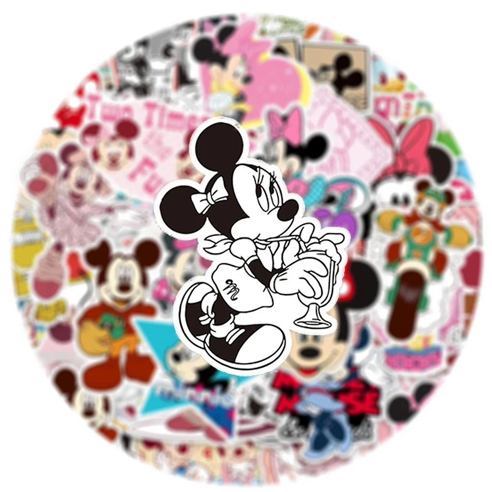 

10/30/50pcs Cute Disney Mickey Minnie Mouse Stickers Waterproof DIY Stationery Phone Notebook Funny Cartoon Graffiti Decals Toys