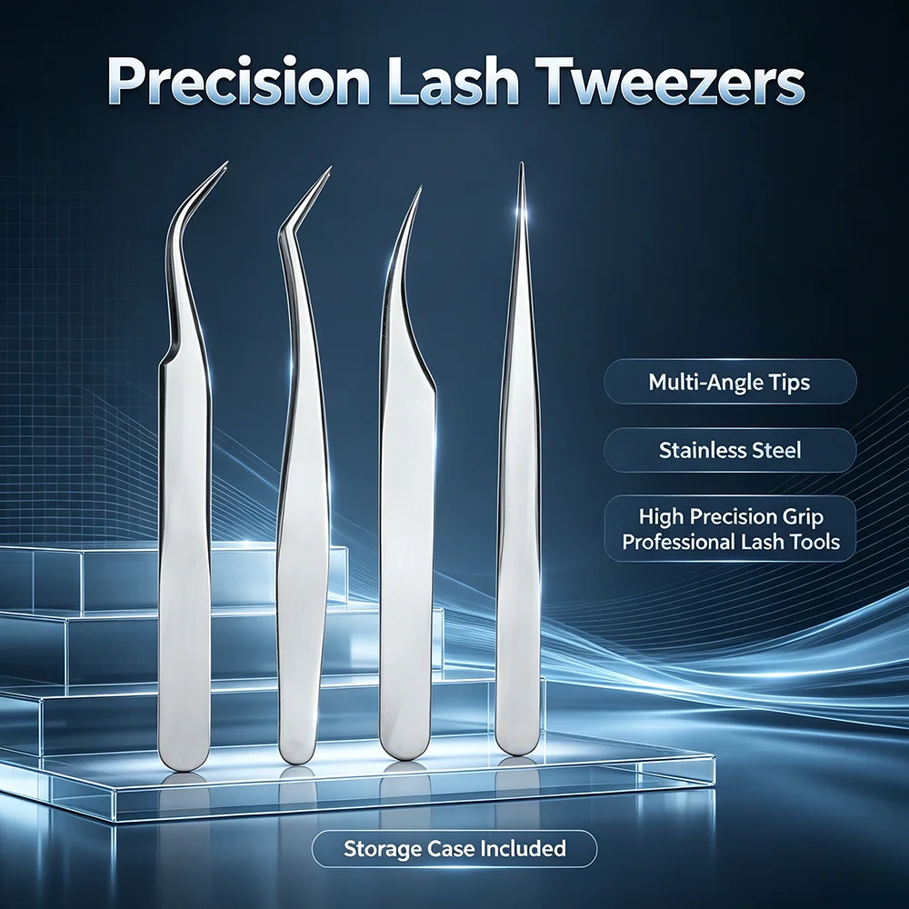 Durable Fine Point Lash Tweezers Stainless Steel Material Essential Hand Tool For Professional Eyelash Extension Artists