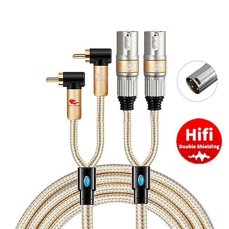 

Аудиокабель Hi-Fi 2 RCA на двойной XLR 3-контактный разъем для усилителя, микшера, динамика, микрофона, звуковой карты CD, экранированный шнур XLR к RCA OFC