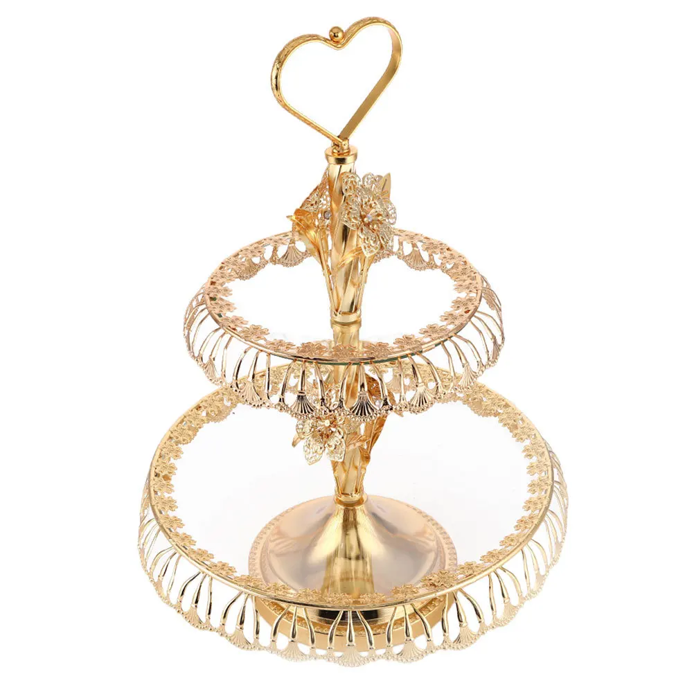 

European Style Food Storage Two-Layer Glass Fruit Plate Multifunctional Dessert Cake Snack Serving Tray for Home Restaurant