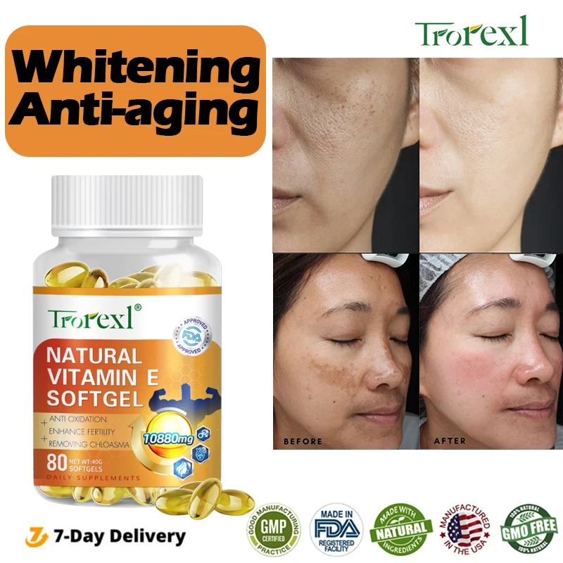 

Vitamina E Capsule Antioxidant Anti-Aging Whitening Beauty Skin Improves Texture Firming Skin Delays Aging