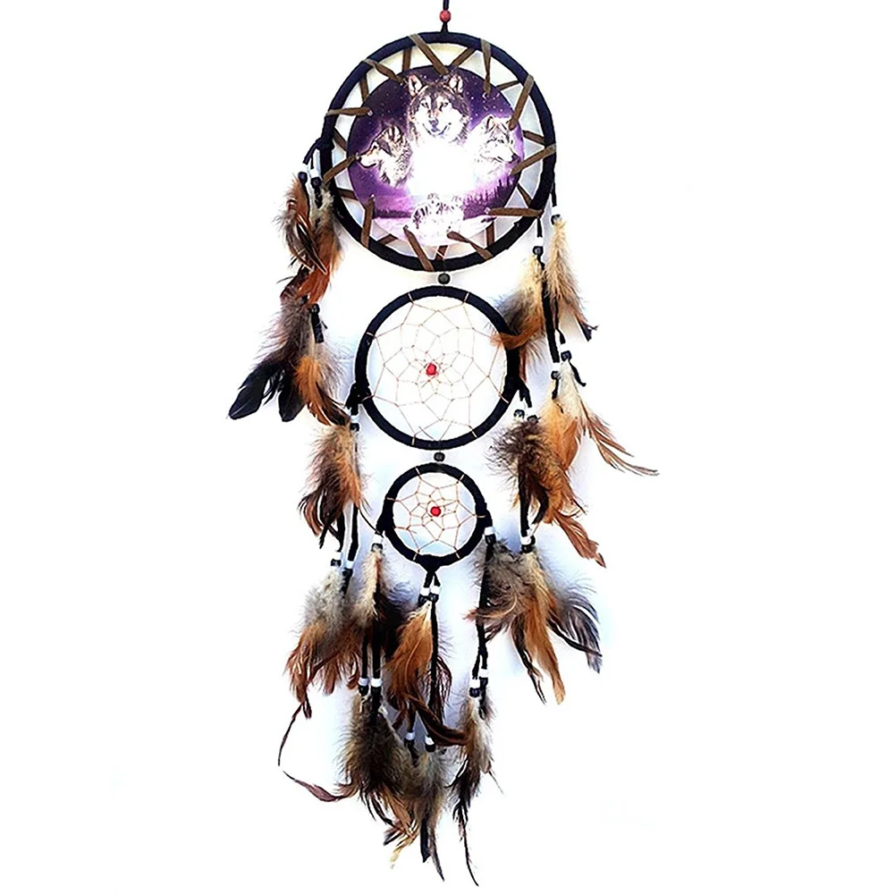 Wolf Style Dream Catcher Pendant Feather Wedding Pendant Handmade Art Crafts Romantic Creative Beautiful for Girlfriend Gift