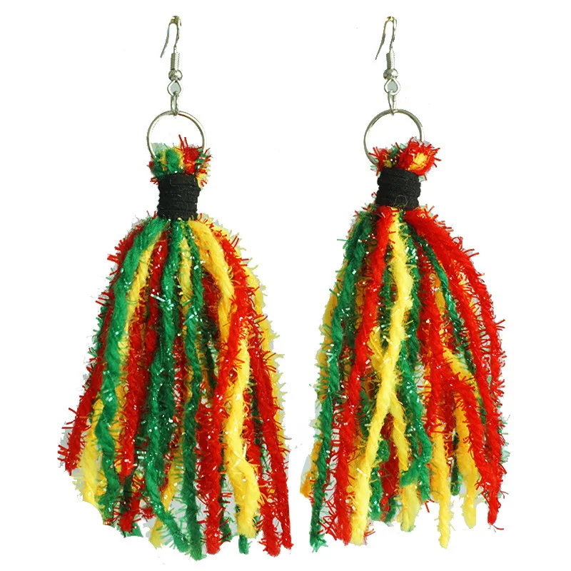 New June Festival Black Liberation Day Earrings African Exaggerate Earrings with Multi Material Festival Atmosphere Earring Gift