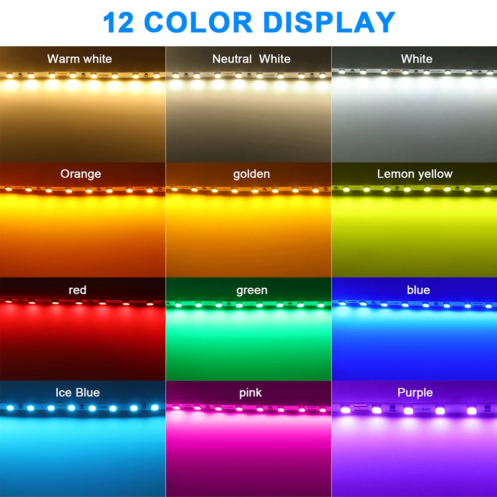 5M 10M LED Strip Light 12V 24V Flexible Adhesive Tape Bright 2835 120LEDs/M 5mm 8mm PCB 13 Colors Home Decoration Not Waterproof