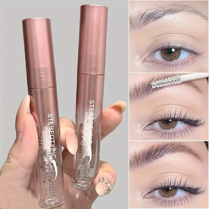 Gel modelador de sobrancelha 3dstereo, à prova d'água de longa duração, secagem rápida, gel modelador de sobrancelha de aparência natural com aplicador de pincel, maquiagem em gel