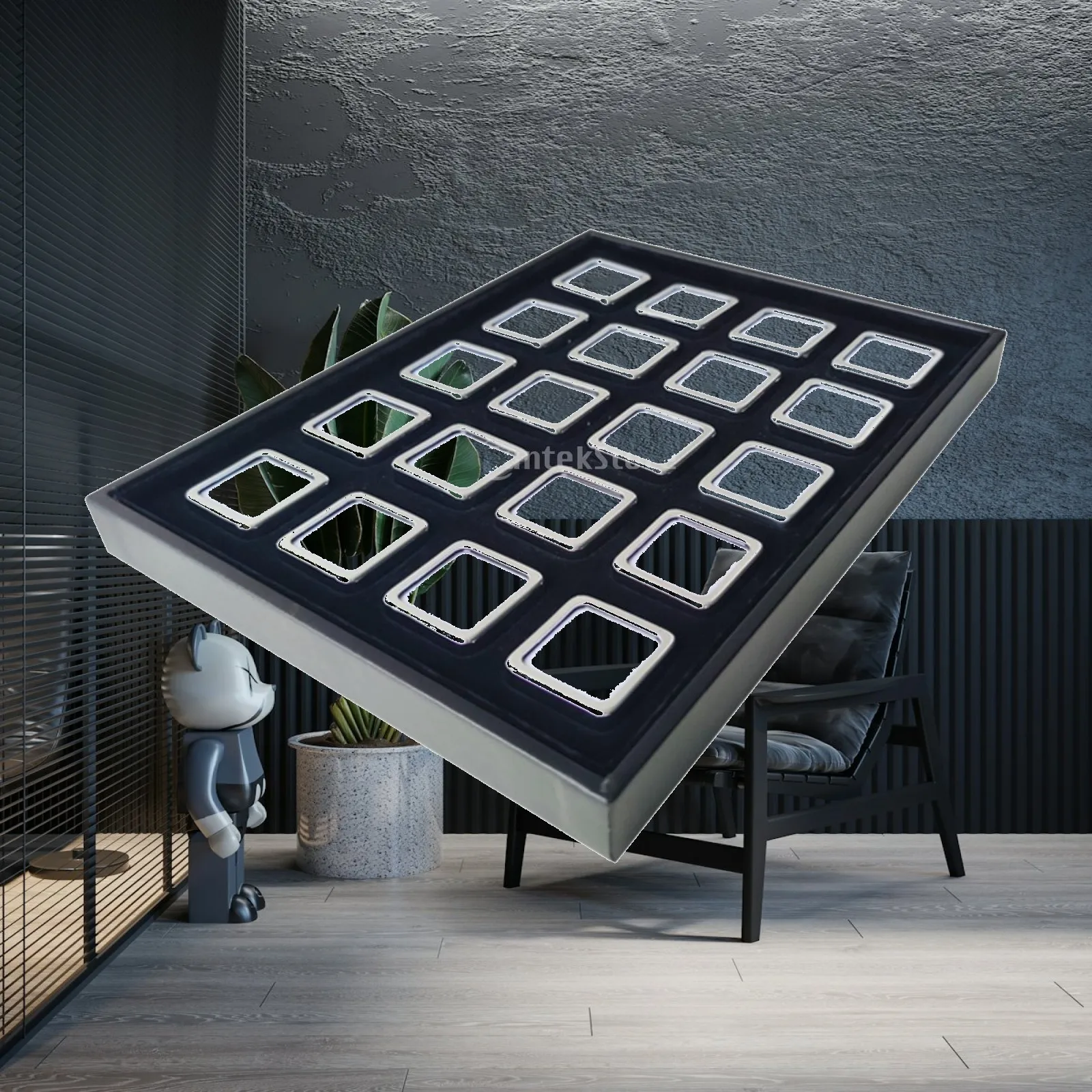 Jewelry Display Tray with 20 Compartments Metal for Jewelers