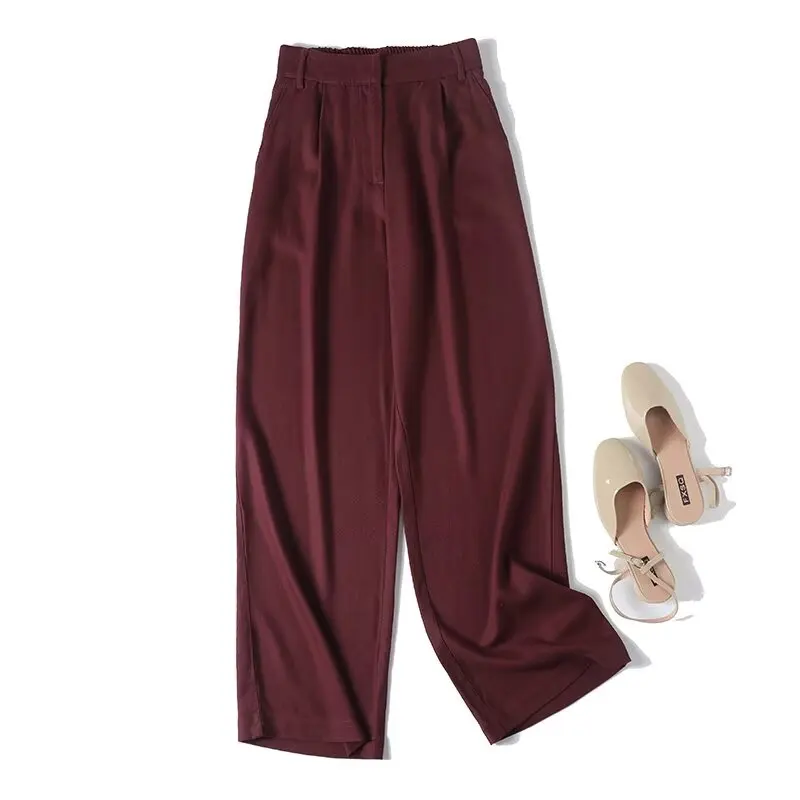 

Jenny&Dave 2026 Moroccan Retro Red Brown Linen Pants Women French Elegant High Waisted Loose Straight Leg Pants Summer Trousers