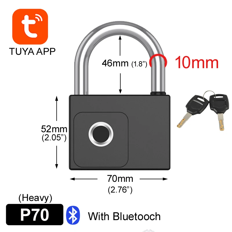 Tuya Fingerprint Padlock Bluetooth Smart Home Door Lock 20 Groups Fingerprint Safe Backup Key USB Charging For Home House Garage gallery 4