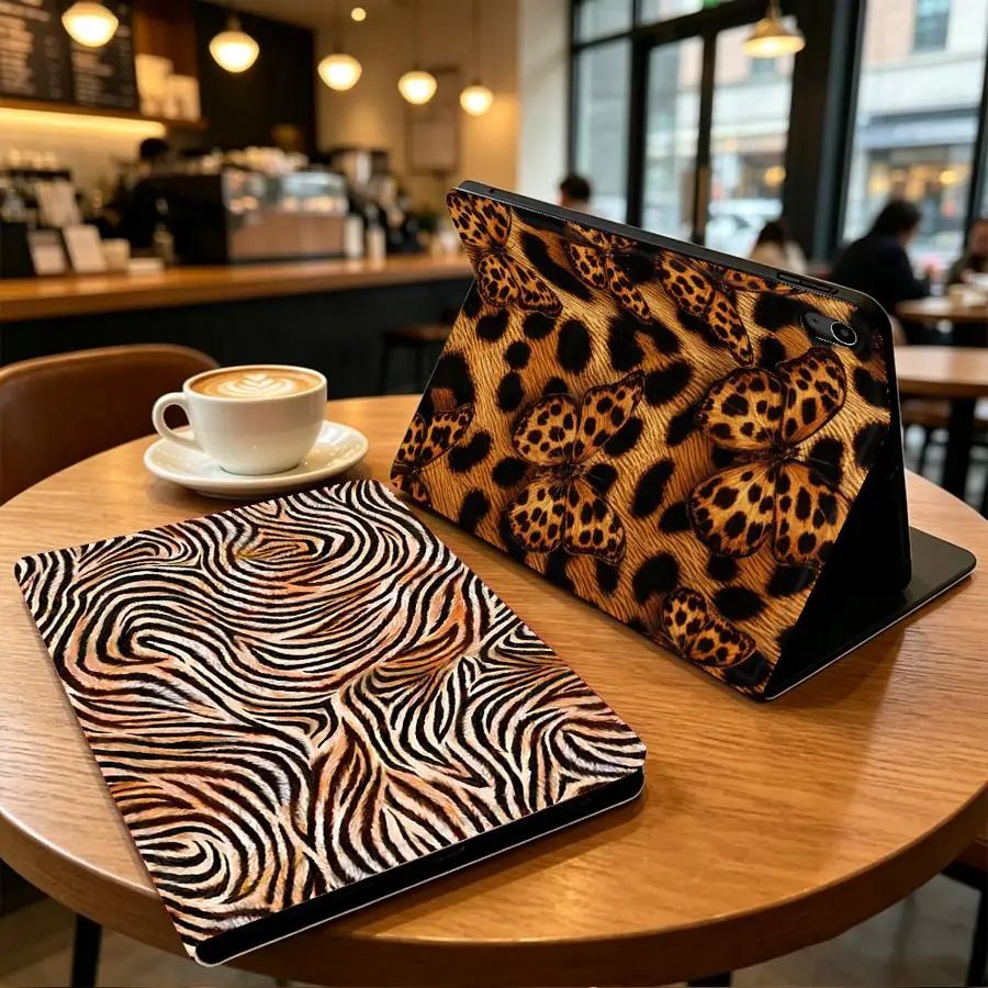 Brown Zebra Print Case for Apple iPad Air 11 13 M4 M3 M2 A16 2026 Pro11 13 10th 7/8/9th with Pencil Slot Air 4/5/6th