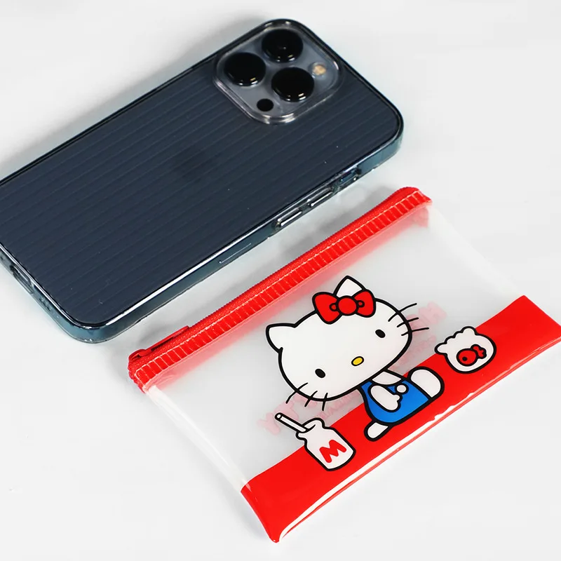 Sanrio hello kitty saco de armazenamento dos desenhos animados pvc saco à prova dwaterproof água portátil saco de maquiagem sacos de dinheiro crianças bonito armazenamento e organização