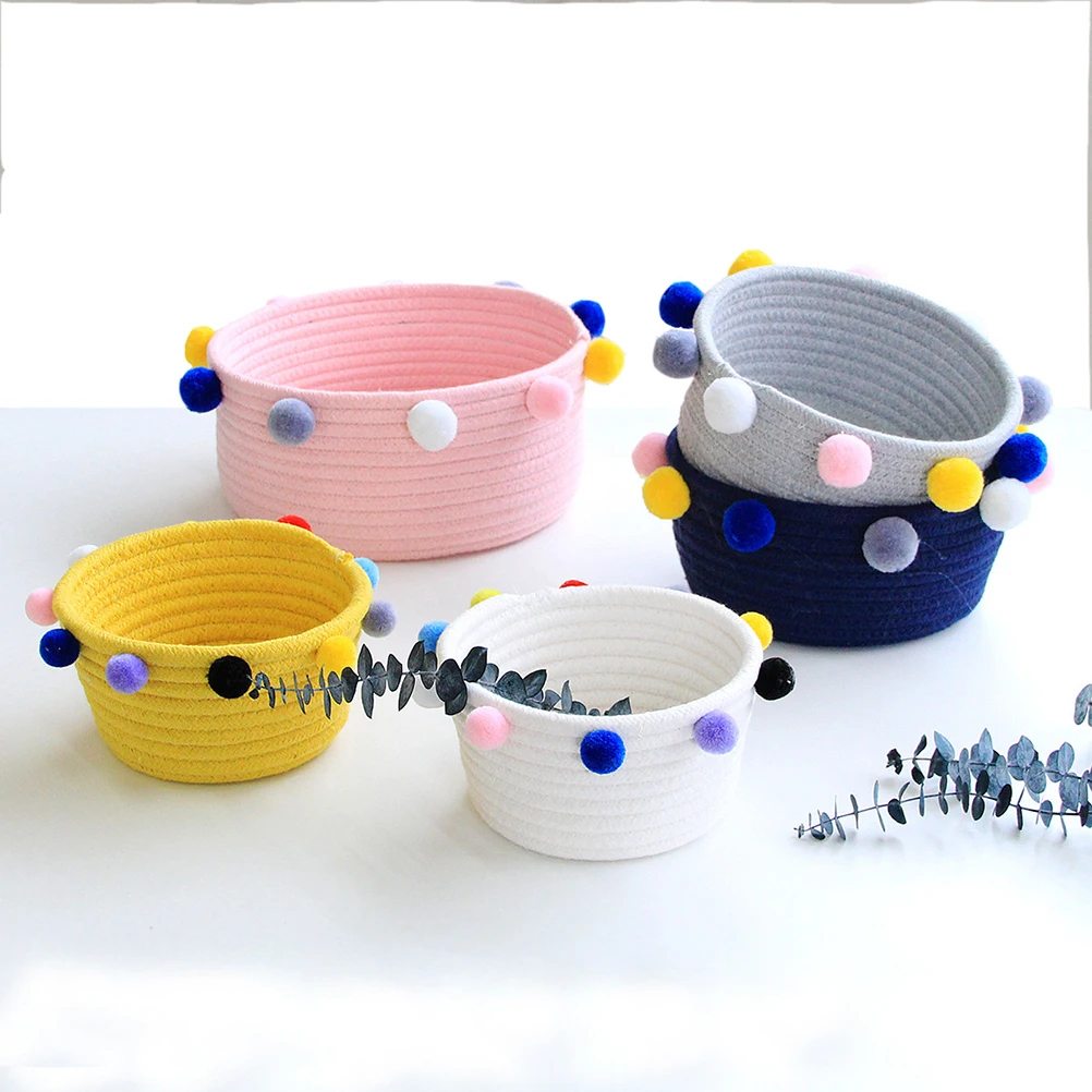 

Cotton Rope Basket Storage Container H made Woven Bedroom ganizer Yellow Multi Tidy Desk Neat Simple Use Storage