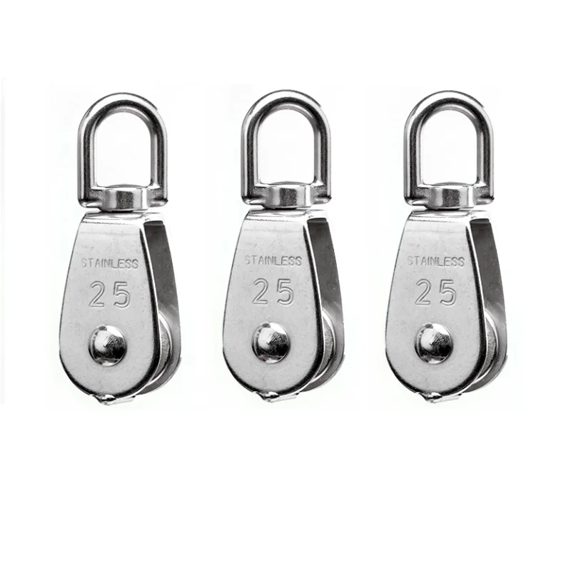 304 Stainless Steel Single Pulley M25, Heavy Duty Lifting Pulley Block, Marine Rigging Roller, Wire Rope Sheave for Boat