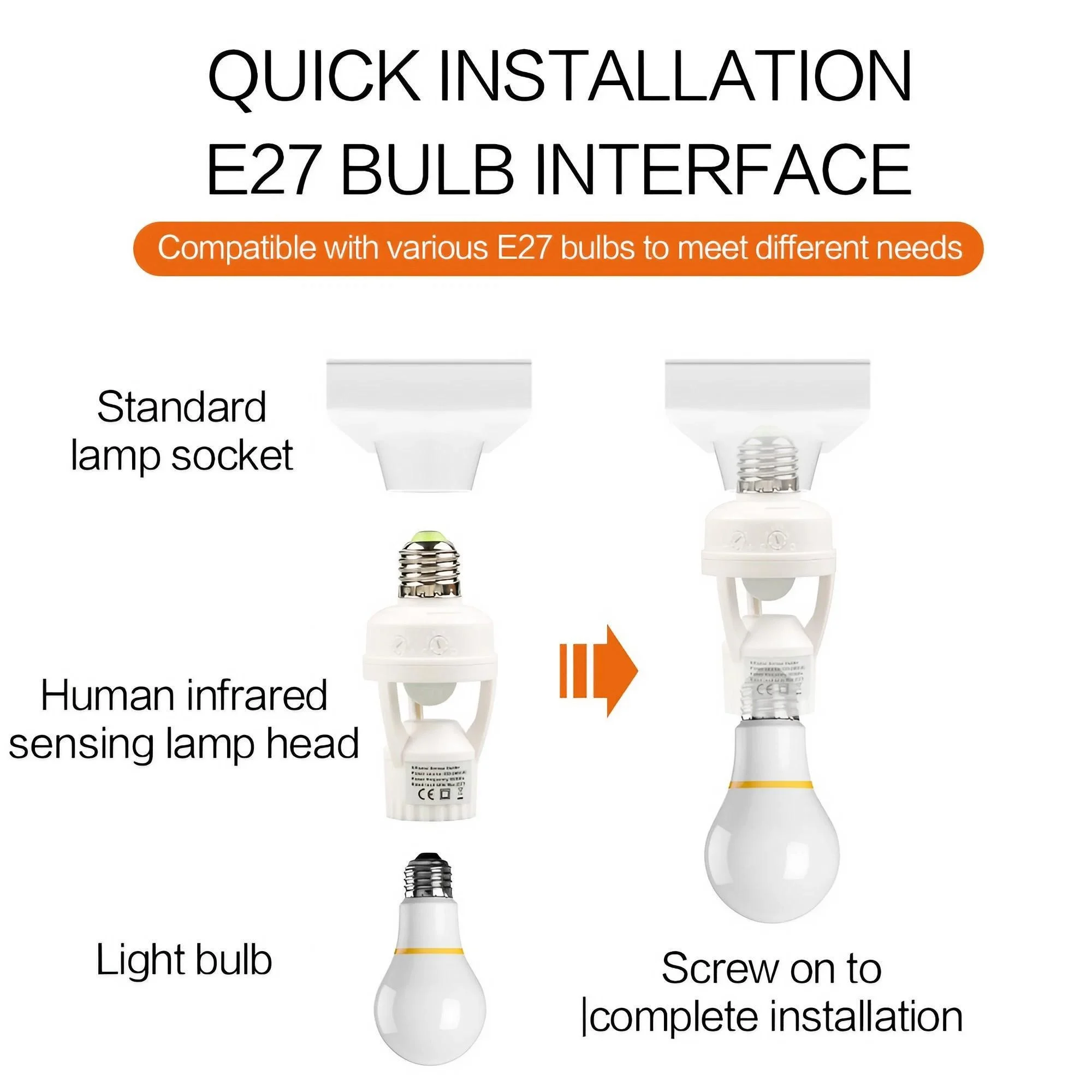 Enhance Your Lighting Experience with Our Smart E27 Bulb with Infrared Motion Sensor Energy-efficient and Adjustable Sensitivity