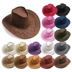 Women Men Fashion Hats Western Cowboy Hat Summer Women's Sunscreen Hat European Style Retro Large Brimmed Beach Sun Hat