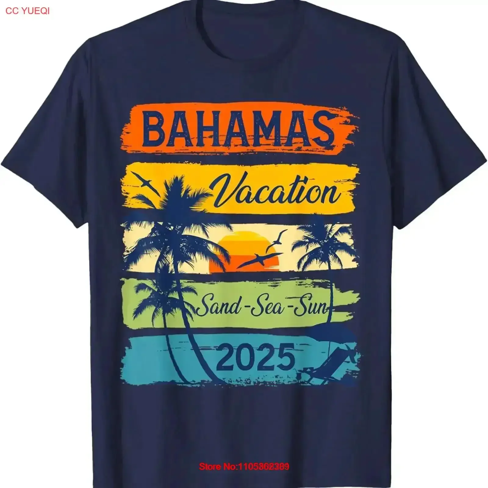 Bahamas 2025 Urlaubs-Souvenir Familien-Gruppen-T-Shirt Vintage-Waschung Leicht Dehnbar Designer-Kleidung Vielseitig Weich