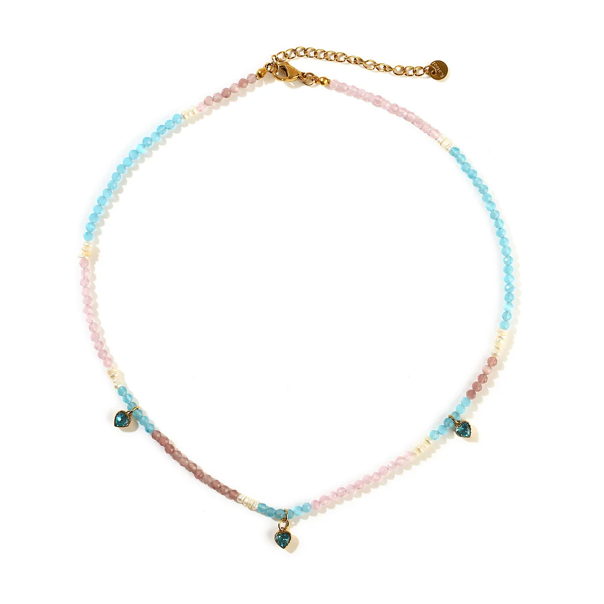 قلادة كرز مخصصة من الفولاذ المقاوم للصدأ مع عقدة فراشة وقلادة قلب من الحجر الطبيعي، إكسسوار مجوهرات عصري للجنسين