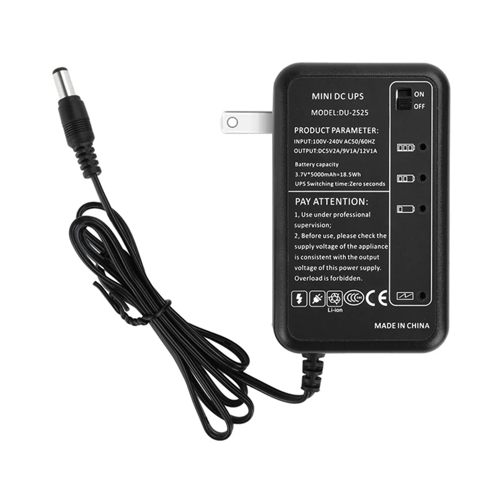 5V 9V 12V 5000mAh UPS Uninterrupted Backup Power Supply Adapter 5.5x2.1mm Output for WiFi Router LED CCTV Camera