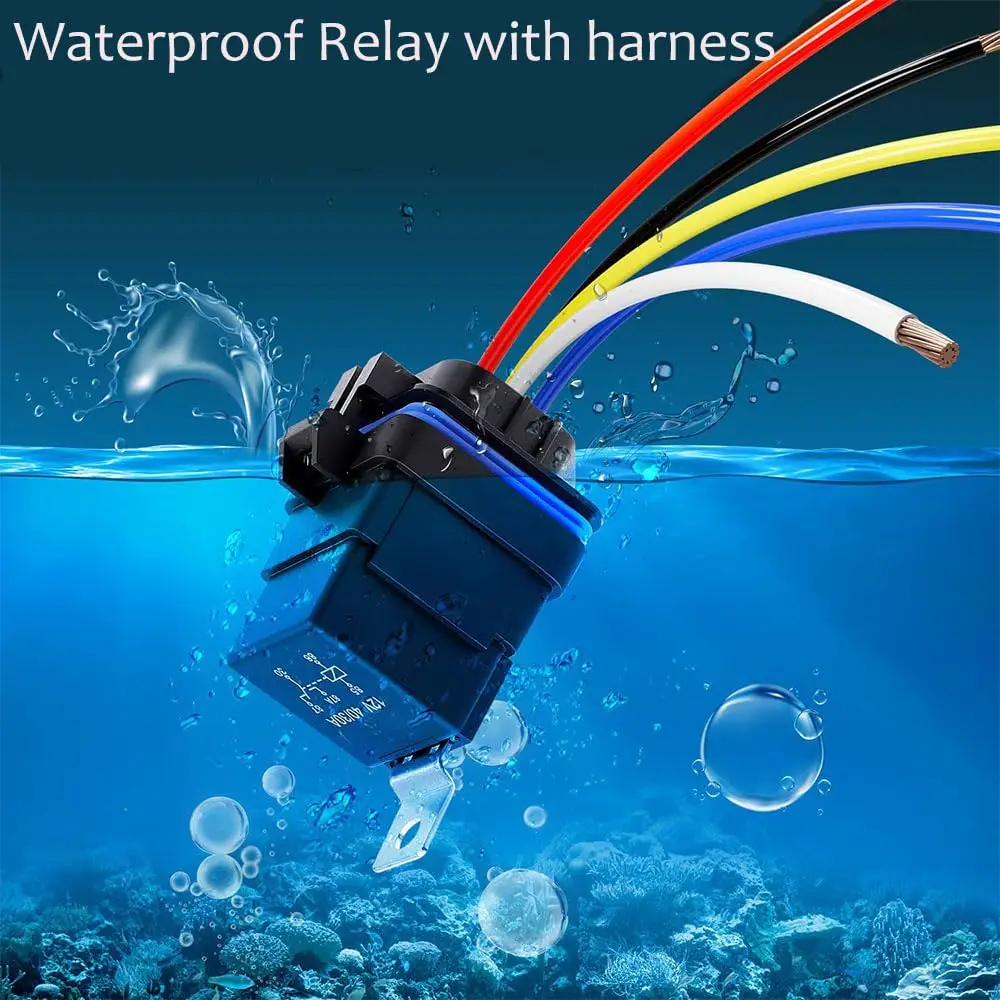 30A 40A 80A Car Relay Harness 12V 24V 4 Pin 5PIN SPST Harness Sockets with Color-labeled Wires for Automotive Truck  Boat