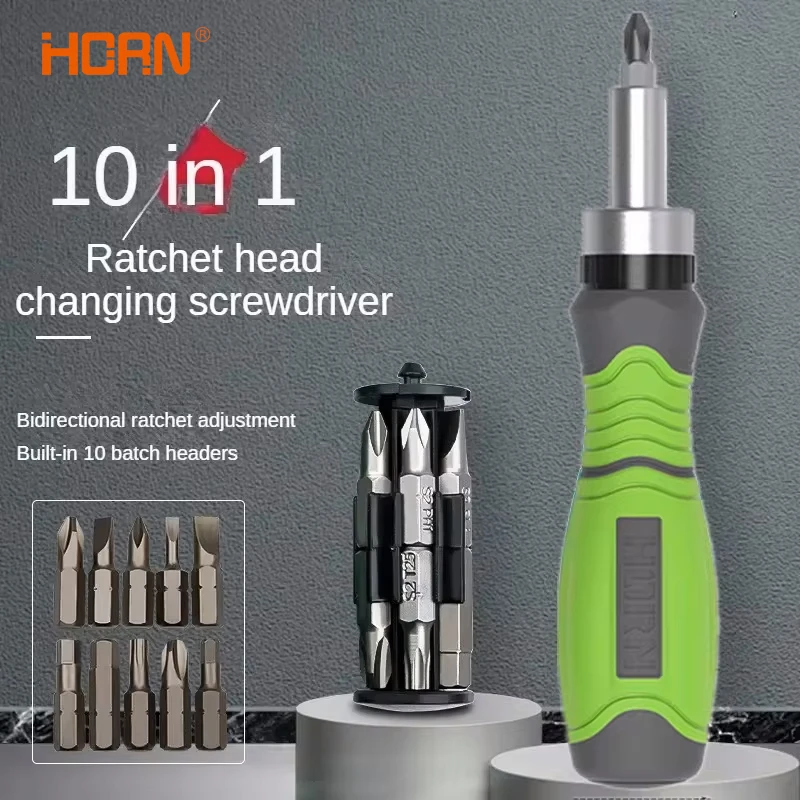 10 In 1 Portable Ratchet Screwdriver Hidden Screwdriver Head Multi Angle Corner Capable Multifunctional Screwdriver Tools