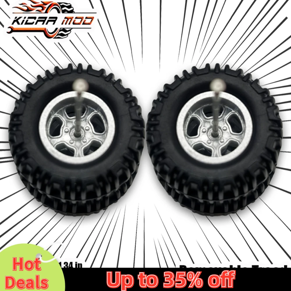 1/64 Model Car Wheels with Rubber All Terrain Tires Five Spoke 2 Refitting Parts for Off-road Vehicle HotWheels Large Size 1 Set