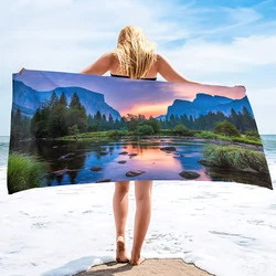 Oversized Beach Towel,Lake Mountains Extra Large Pool Swim Travel Soft Towels Blanket Bulk Camping Lounge Chair Cover Gift