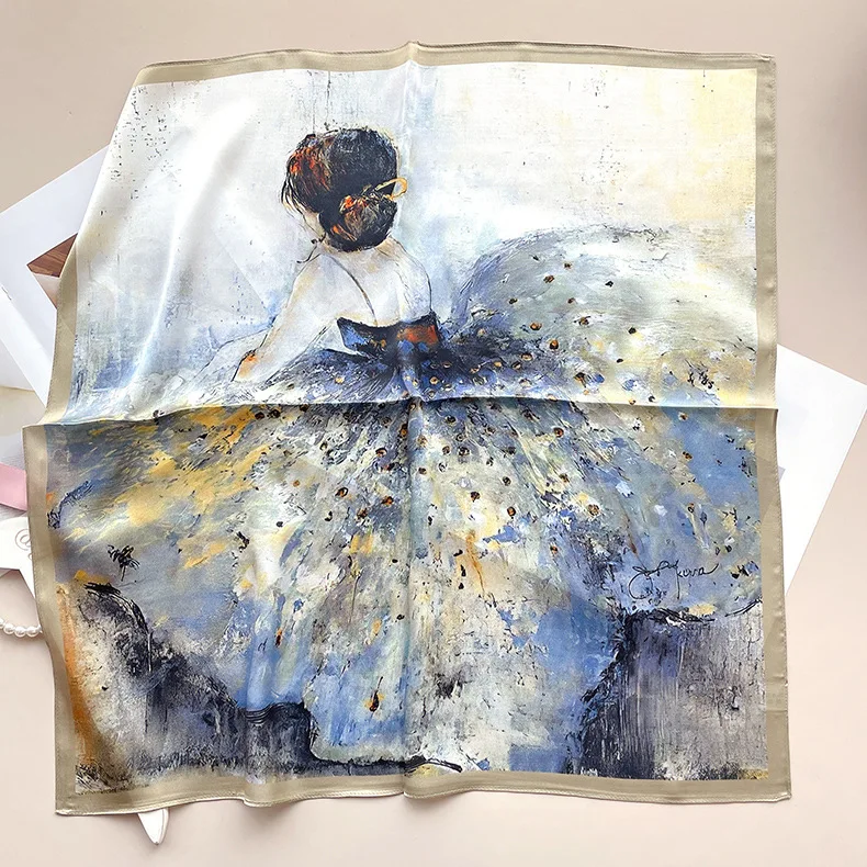 

Мягкий шелковый шарф 65 см, роскошные дизайнерские квадратные банданы, женская одежда, сумка на голову, аксессуары, рождественский подарок для влюбленных