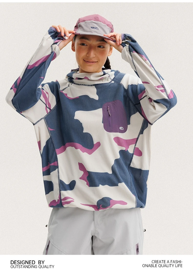 Unisex Leichtgewicht Waffelstruktur Hoodie Schnelltrocknend Langarm T-Shirt Atmungsaktiver Outdoor Sportlicher Pullover für Frühling Herbst – Detail 7