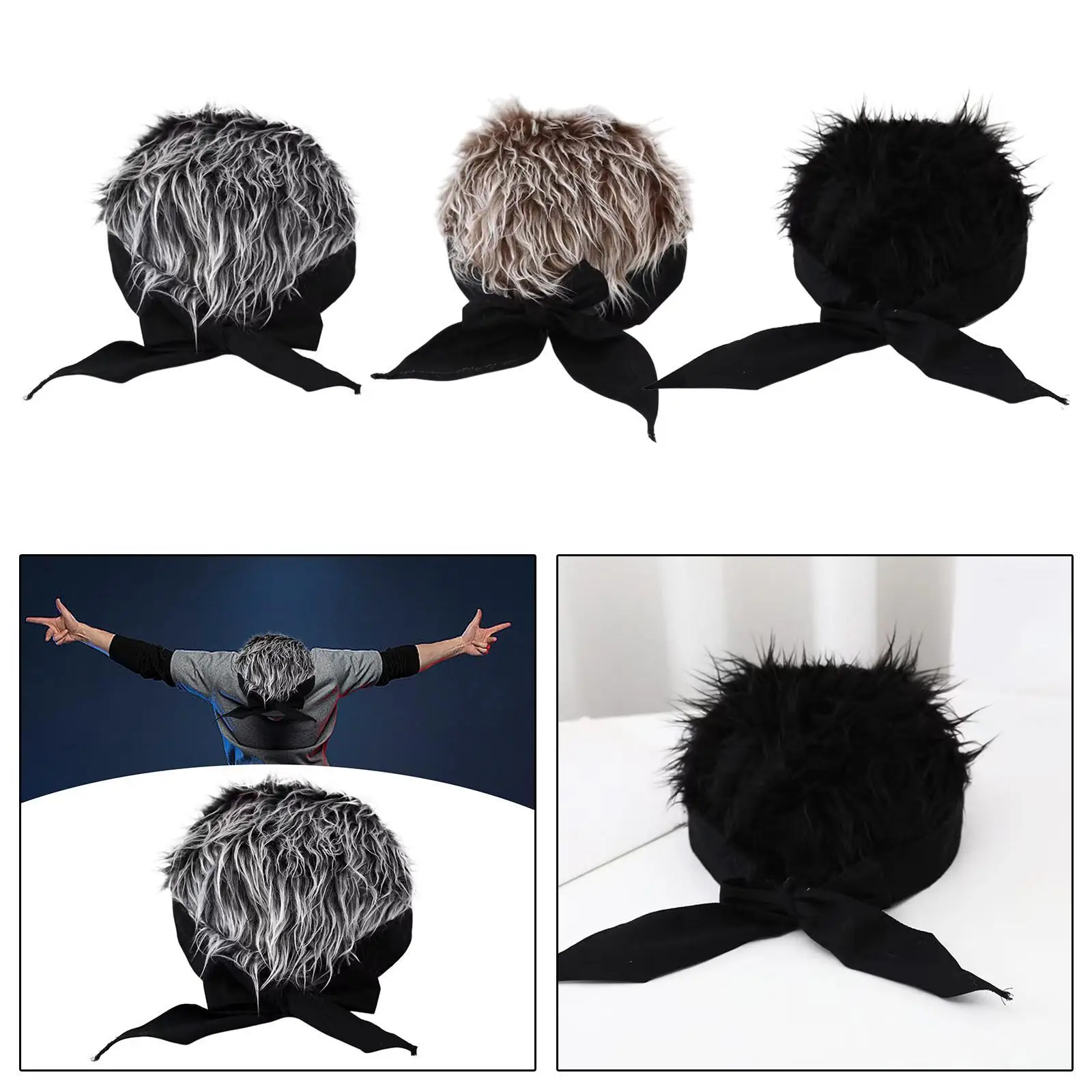 Artificial Wig Hat with Spiked Hair Casual Halloween Funny Hat Fashion Headband