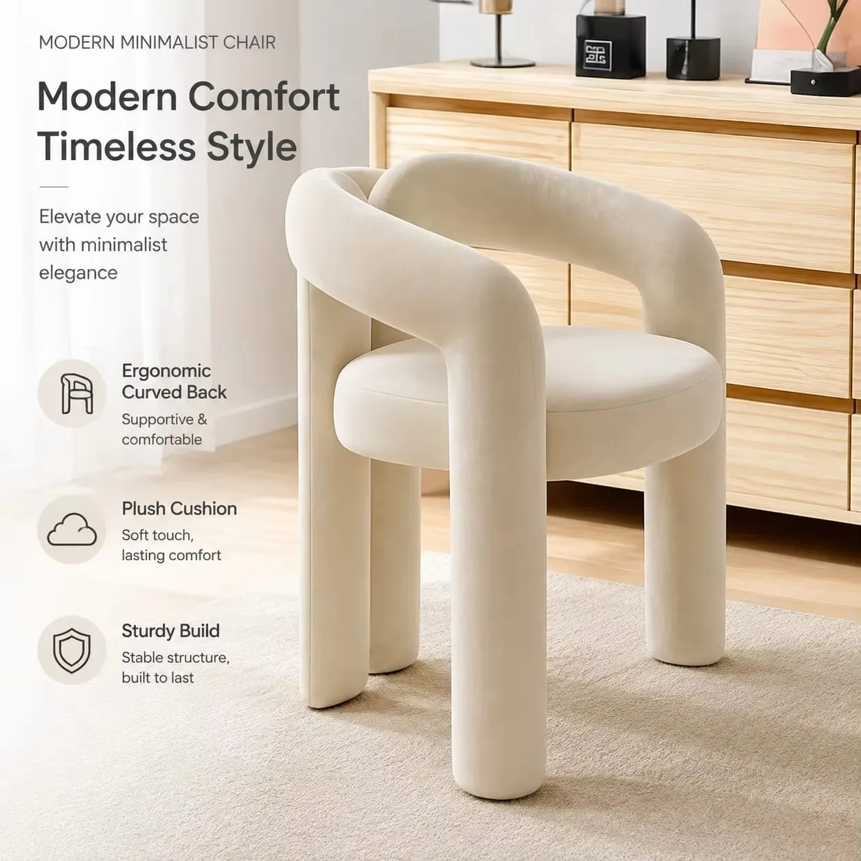 Modern Velvet Makeup Chair with Sturdy Metal Frame – Stylish Seating for Bedroom, Living Room, or Dining Area