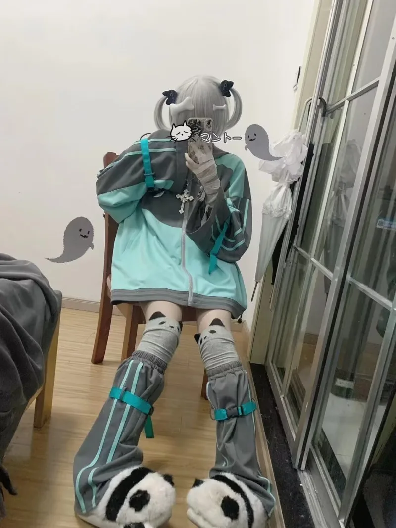 الثقافة الفرعية اليابانية التصميم الأصلي ملابس Kawaii الحلو لطيف فتاة البلوز سترة الخريف الشتاء فضفاض زمم هوديي القمم